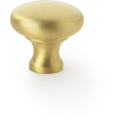 Victorian Round Door Knob - Satin Brass 32mm - Kitchen Cabinet Pull Handle