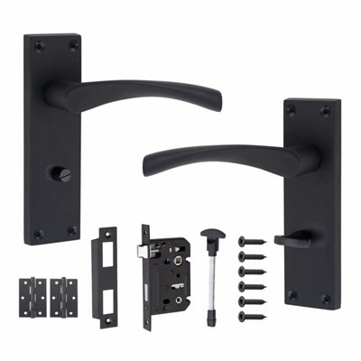 Victorian Scroll Astrid Handle Matt Black Bathroom Door Handles ...