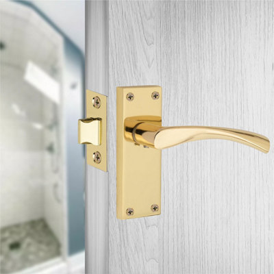 Victorian Scroll Astrid Handle Polished Brass Bathroom WC Toilet Door ...