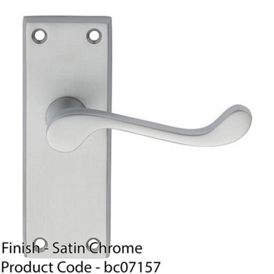 Victorian Scroll Internal Latch Door Handle - Satin Chrome Lever On Backplate