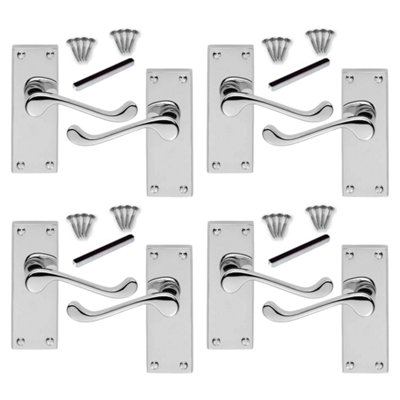 Victorian Scroll Latch Door Handle - Chrome 4 PAIRS Handles