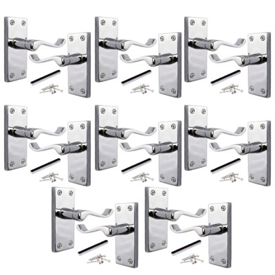 Victorian Scroll Latch Door Handle - Chrome 8 PAIRS Handles