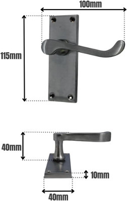 Victorian Scroll Lever Latch Door Handles Satin Chrome 115 x 40mm