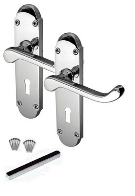 Victorian Shaped Backplate Scroll Style Shaped Backplate Lever Lock Polished Chrome Price Comparisons | Compare The Build