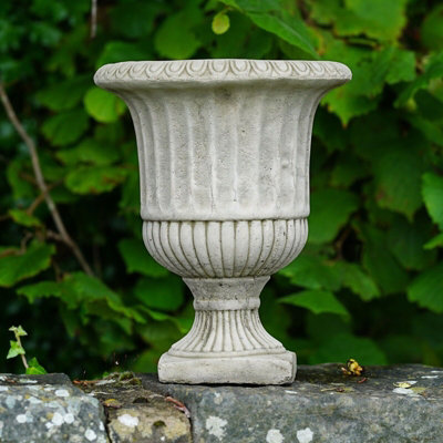 Victorian Stone Urn Fluted Outdoor British Made Garden Ornament Planter