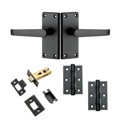 Victorian Straight Lever Short Door Handle - Matte Black - Complete ...