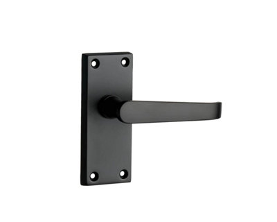 Victorian Straight Lever Short Door Handle - Matte Black - Complete ...