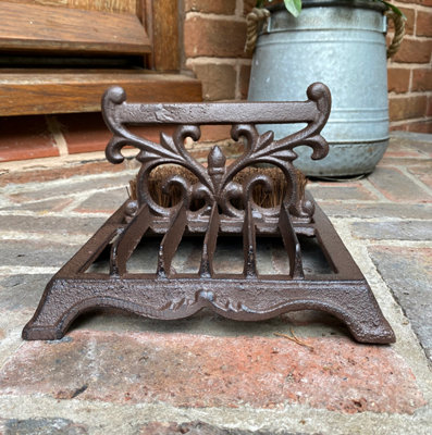Victorian Style Cast Iron Ornate Boot Scraper And Brush - 3