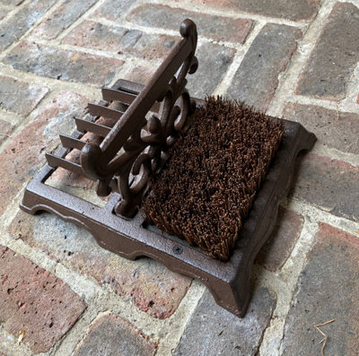 Victorian Style Cast Iron Ornate Boot Scraper And Brush - 7