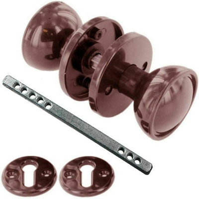 Victorian Style Solid Brass Rim Door Knob Set - 50mm Brown Knobs for Gates, Sheds & Garages - Sturdy Brass Door Handle (1 Set)