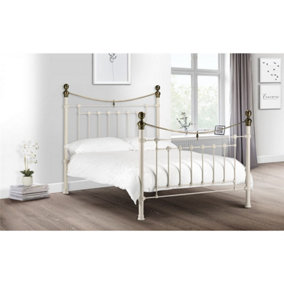 Victorian Style Stone White & Gold High End Bed Frame - Double 4ft 6" (135cm)