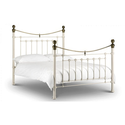 Victorian Style Stone White & Gold High End Bed Frame - Double 4ft 6" (135cm)