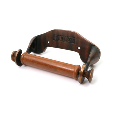 Victorian Style Toilet Roll Holder Antique Cast Iron with a Copper