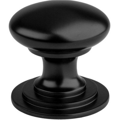 Victorian Tiered Door Knob - 25mm Matt Black Cabinet Pull Handle Round Rose