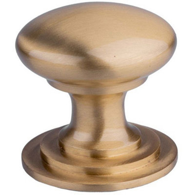 Victorian Tiered Door Knob - 32mm Satin Brass Cabinet Pull Handle Round Rose