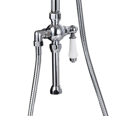 Victorian Traditional Shower Mixer Rigid Riser Kit Diverter Chrome Ceramic Lever