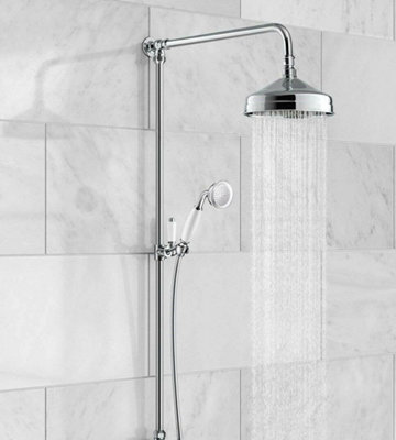 Victorian Traditional Shower Mixer Rigid Riser Kit Diverter Chrome Ceramic Lever - 3