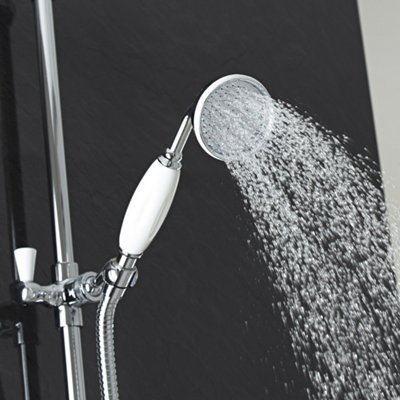 Victorian Traditional Shower Mixer Rigid Riser Kit Diverter Chrome Ceramic Lever - 5