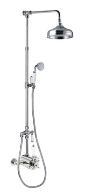 Victorian Traditional Thermostatic Shower Mixer Rigid Riser Kit Diverter Chrome