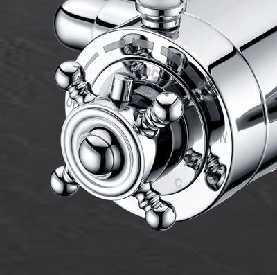 Victorian Traditional Thermostatic Shower Mixer Rigid Riser Kit Diverter Chrome - 6