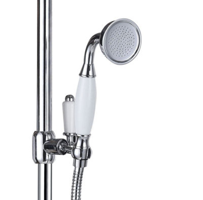 Victorian Traditional Thermostatic Shower Mixer Rigid Riser Kit Diverter Chrome - 7