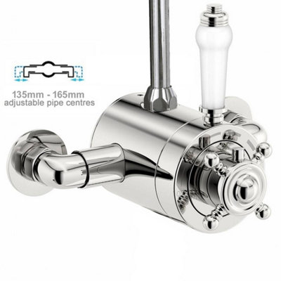 Victorian Traditional Thermostatic Shower Mixer Rigid Riser Kit Diverter Chrome - 9