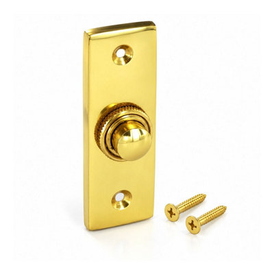 Victorian Wired Door Bell Push Button Polished Brass Finish 75.7 x 26mm