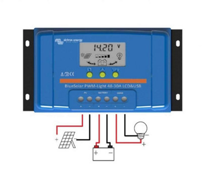 Victron Energy Bluesolar PWM Charge Controller 12/24v 30A LCD Screen & USB Ports