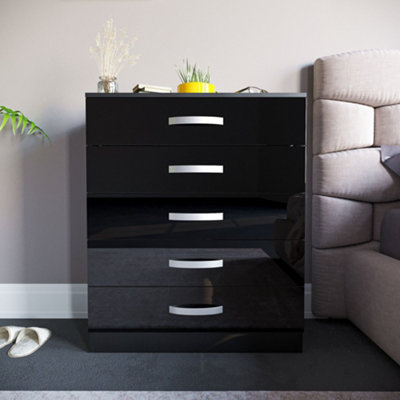 Black shiny store chest of drawers