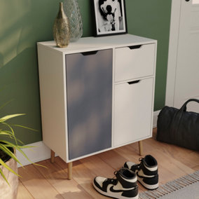 Vida Designs 2 Door 1 Drawer Sideboard, Grey & White