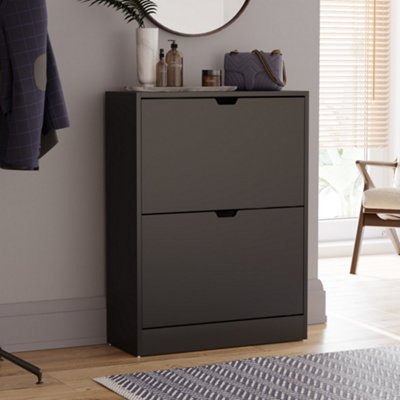 Vida Designs 2 Drawer Black Shoe Cabinet - FSC Certified