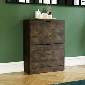 Vida Designs 2 Drawer Shoe Cabinet, Dark Wood (FSC 100%)