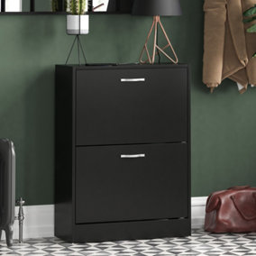Vida Designs 2 Drawer Shoe Storage Cabinet Black