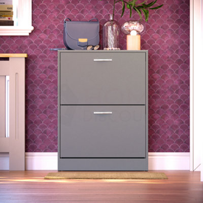 Vida Designs 2 Drawer Shoe Storage Cabinet Grey DIY at B Q