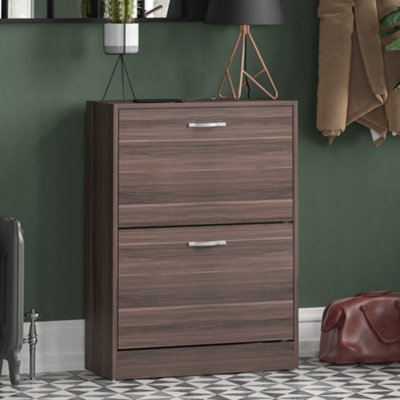 Vida Designs 2 Drawer Shoe Storage Cabinet Walnut