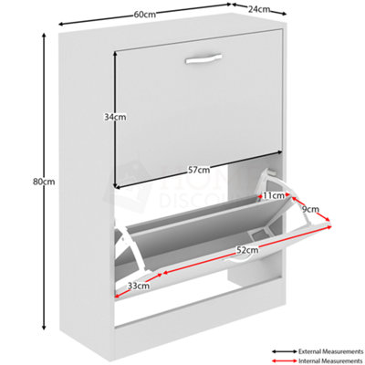 Vida Designs 2 Drawer Shoe Storage Cabinet White