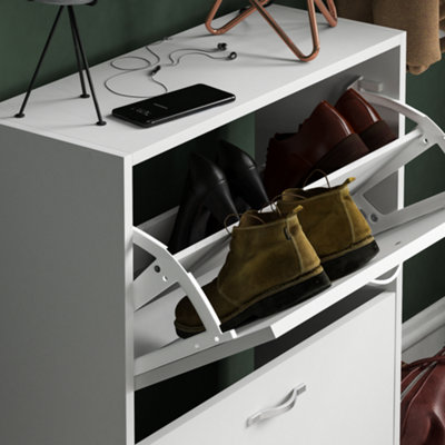 Vida Designs 2 Drawer Shoe Storage Cabinet White
