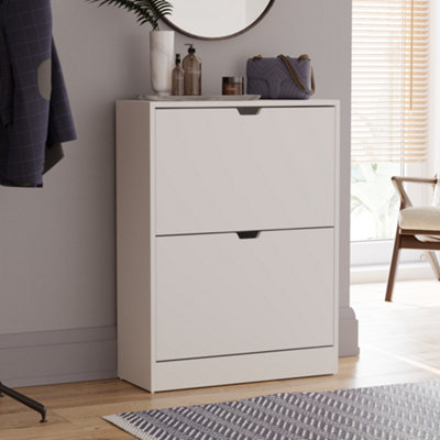 Vida Designs 2 Drawer White Shoe Cabinet - FSC Certified