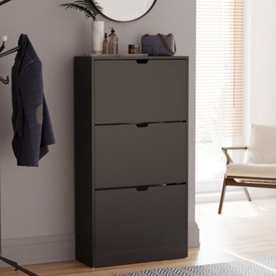 Vida Designs 3 Drawer Black Shoe Cabinet - FSC Certified