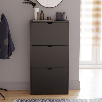 Vida Designs 3 Drawer Black Shoe Cabinet - FSC Certified