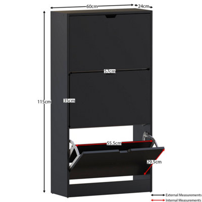 Vida Designs 3 Drawer Black Shoe Cabinet - FSC Certified