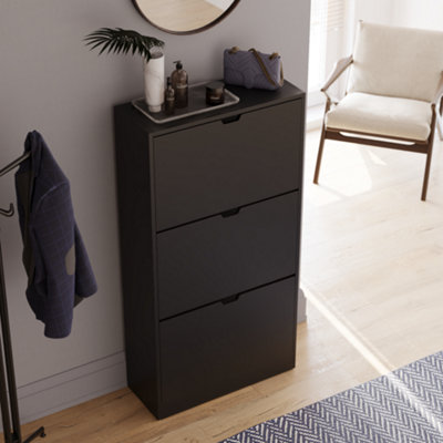 Vida Designs 3 Drawer Black Shoe Cabinet - FSC Certified