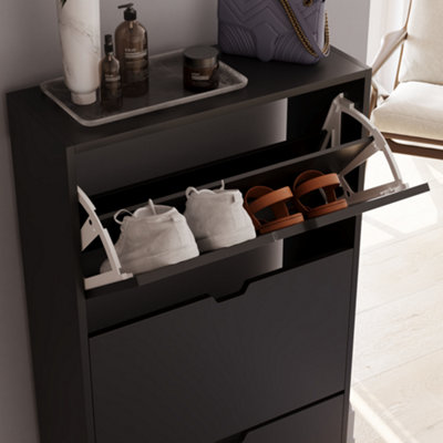 Vida Designs 3 Drawer Black Shoe Cabinet - FSC Certified