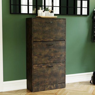 Vida Designs Drawer Shoe Cabinet, Dark Wood - Main Image