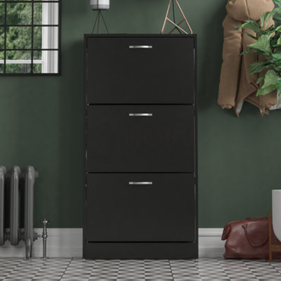 Vida Designs 3 Drawer Shoe Storage Cabinet Black