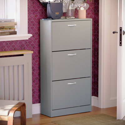 Vida Designs 3 Drawer Shoe Storage Cabinet Grey DIY at B Q