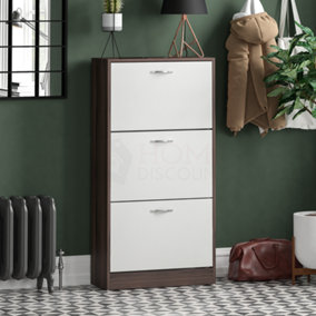 Vida Designs 3 Drawer Shoe Storage Cabinet Walnut and White