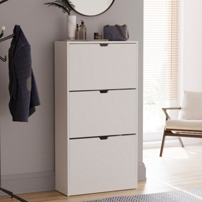 Vida Designs 3 Drawer White Shoe Cabinet - FSC Certified