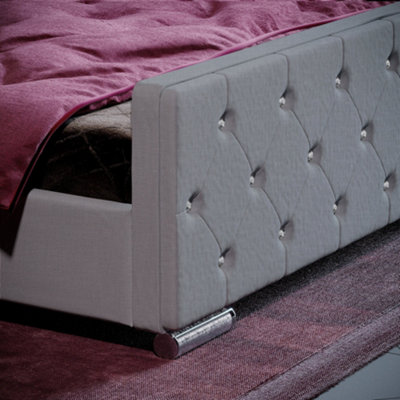 Vida Designs Arabella Light Grey Linen King Size Bed Frame, 200 x 150cm