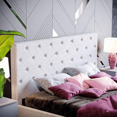 Vida Designs Arabella Light Grey Velvet 5ft King Size Bed Frame, 200 x 150cm